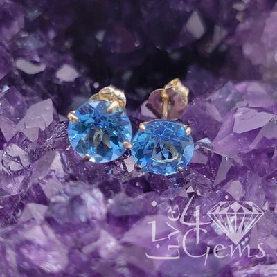 14kt Blue Topaz 6mm Stud