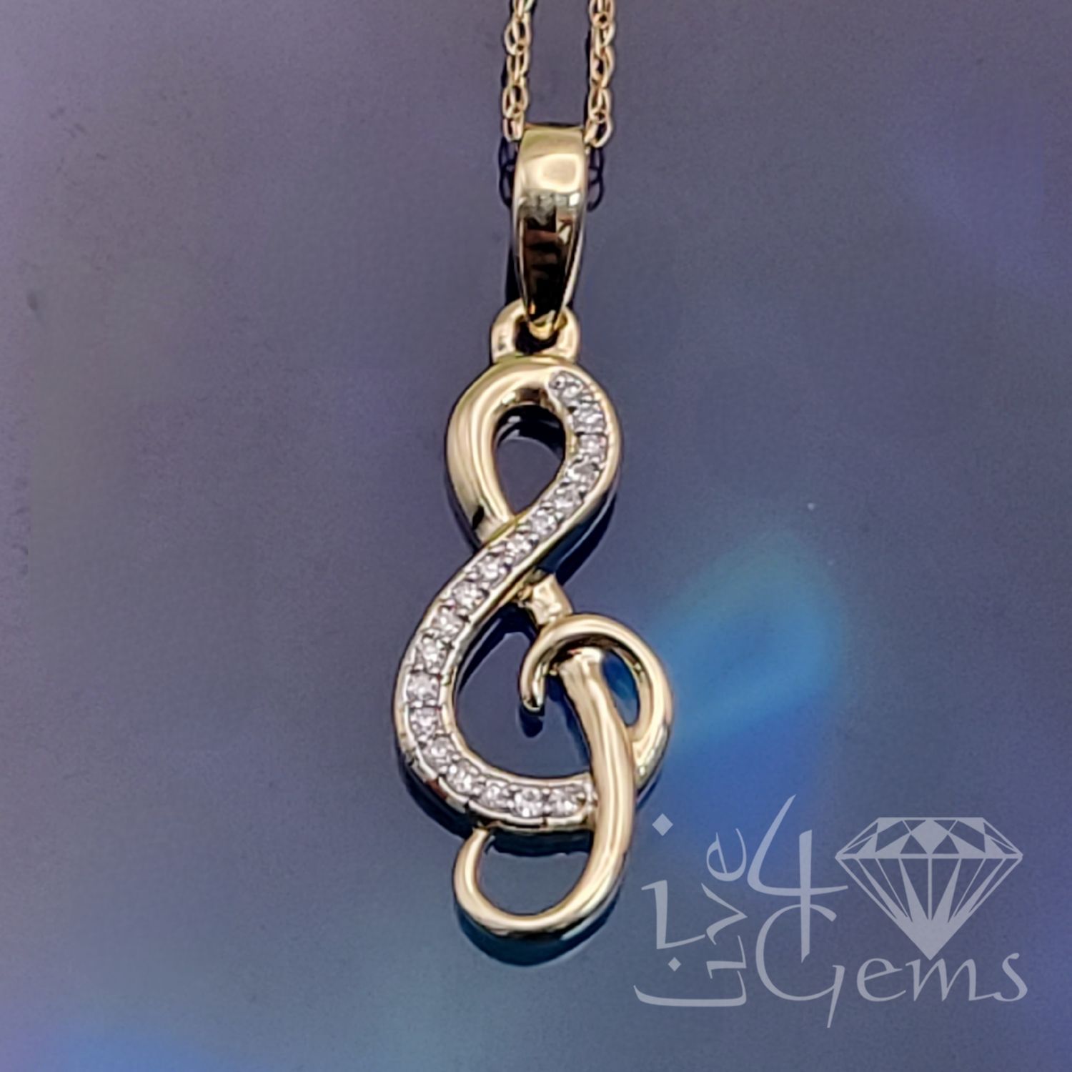10kty 0.06ctw Diamond Music Note Pendant w Chain