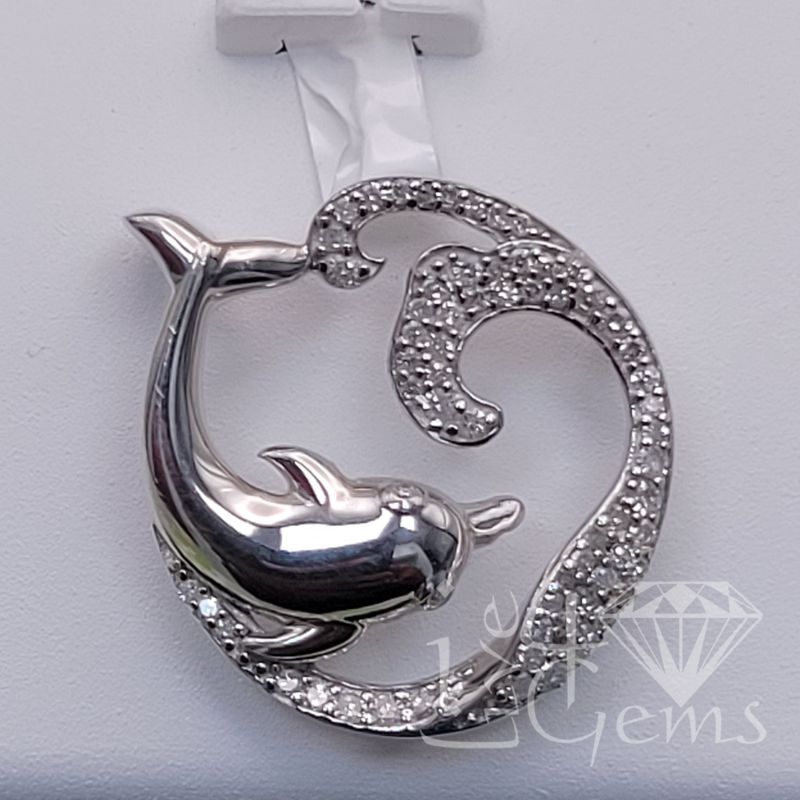 Silver 1/5ctw Dia Dolphin Pendant
