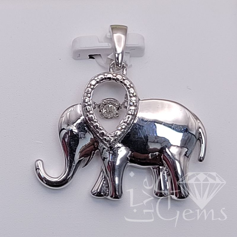 Silver 0.02ctw Dia Elephant Pendant