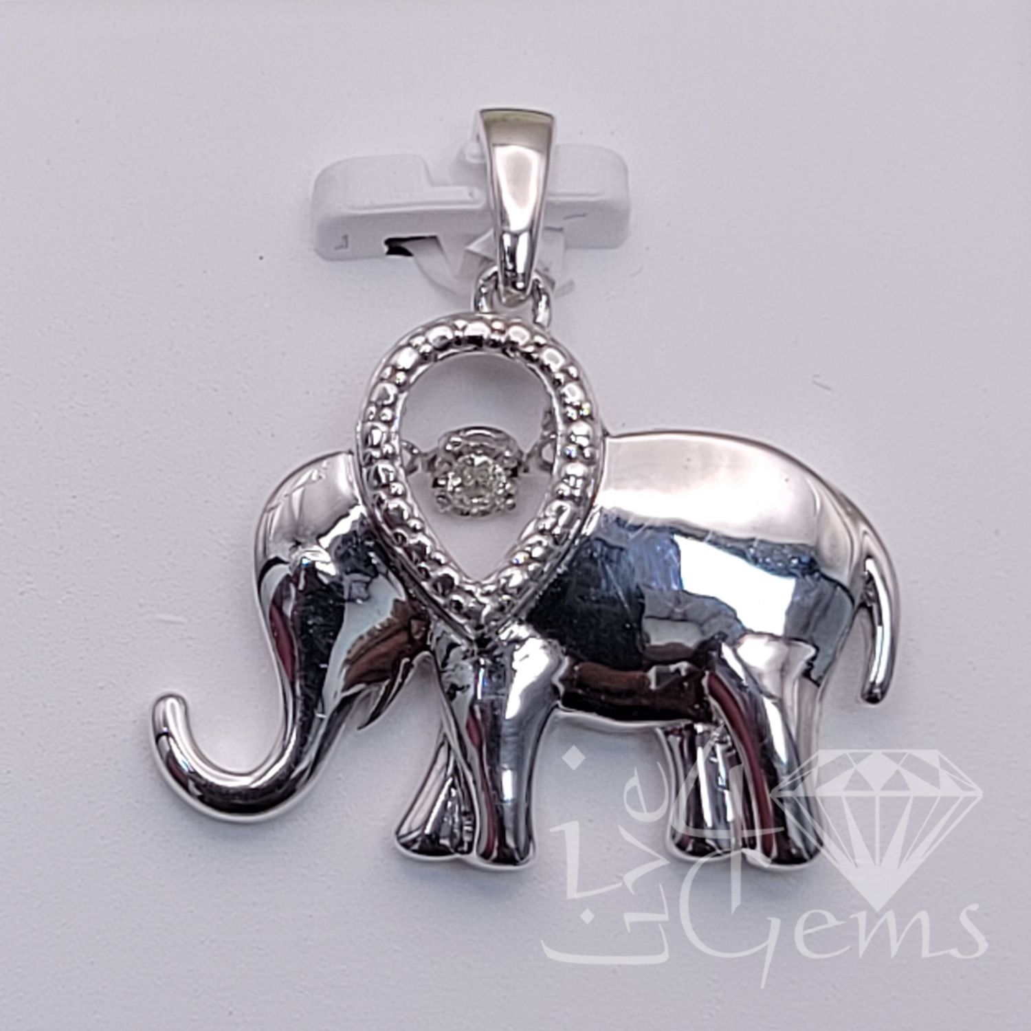 Silver 0.02ctw Dia Elephant Pendant