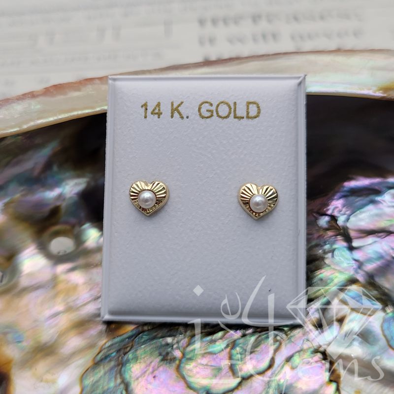 14kty Heart w Pearl Stud