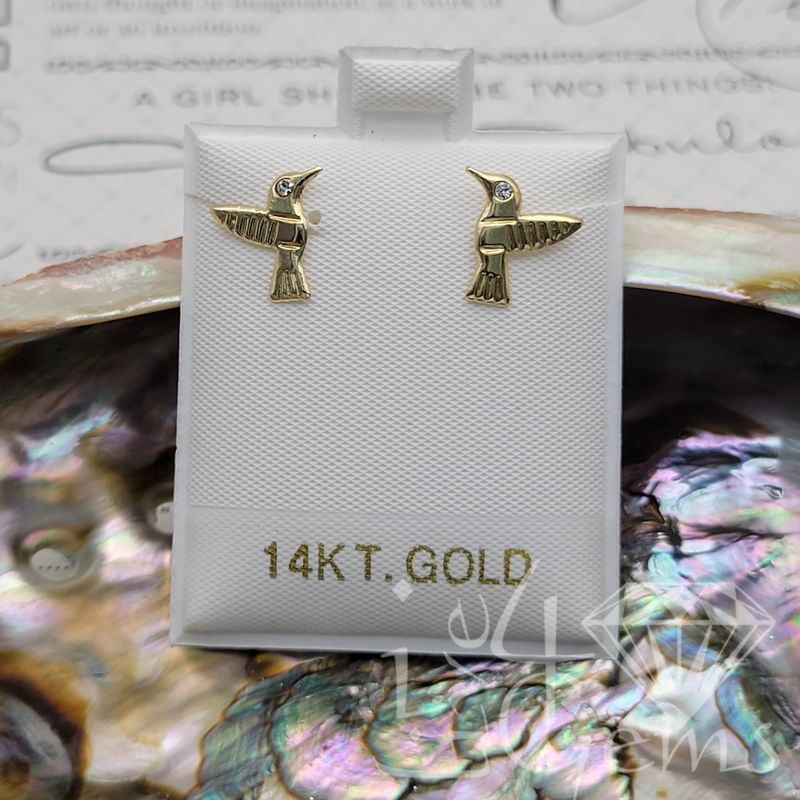 14kty Hummingbird Cz Stud