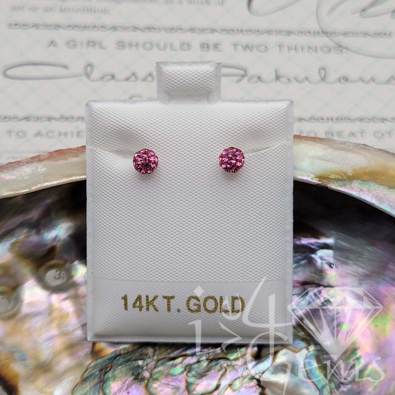 14kty Pink Cz Ball Stud