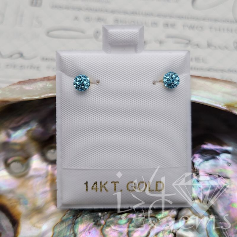 14kty Blue Cz Ball Stud
