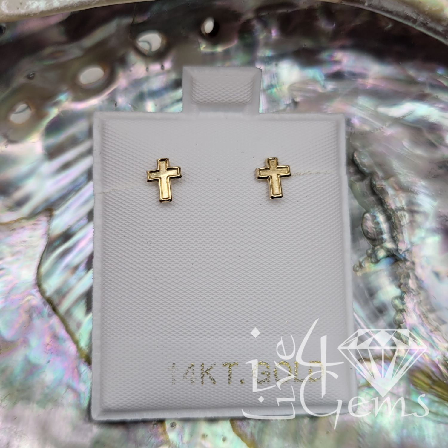 14kt Cross Stud Earring