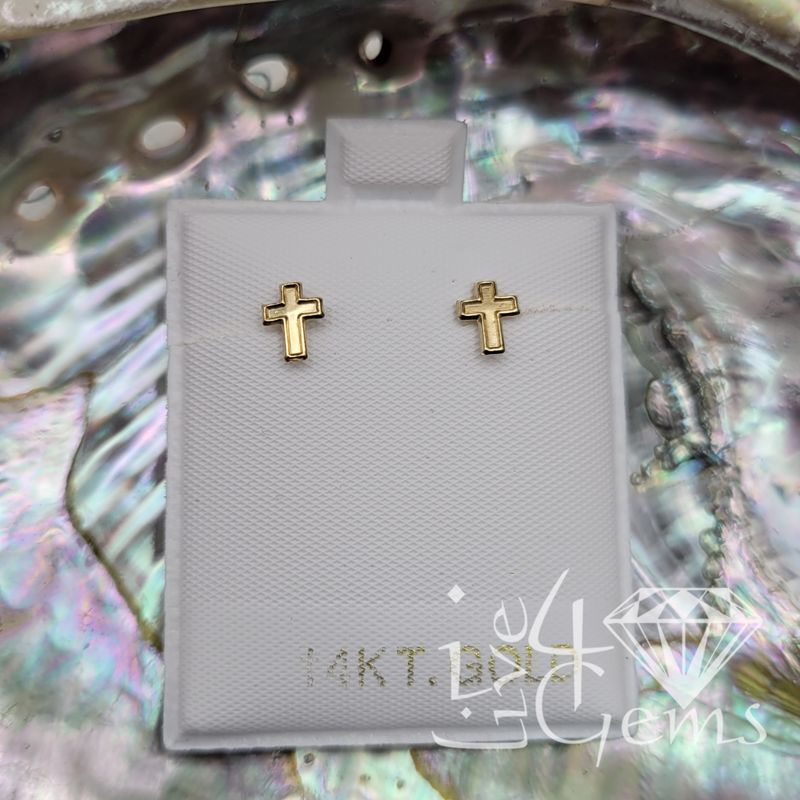 14kt Cross Stud Earring
