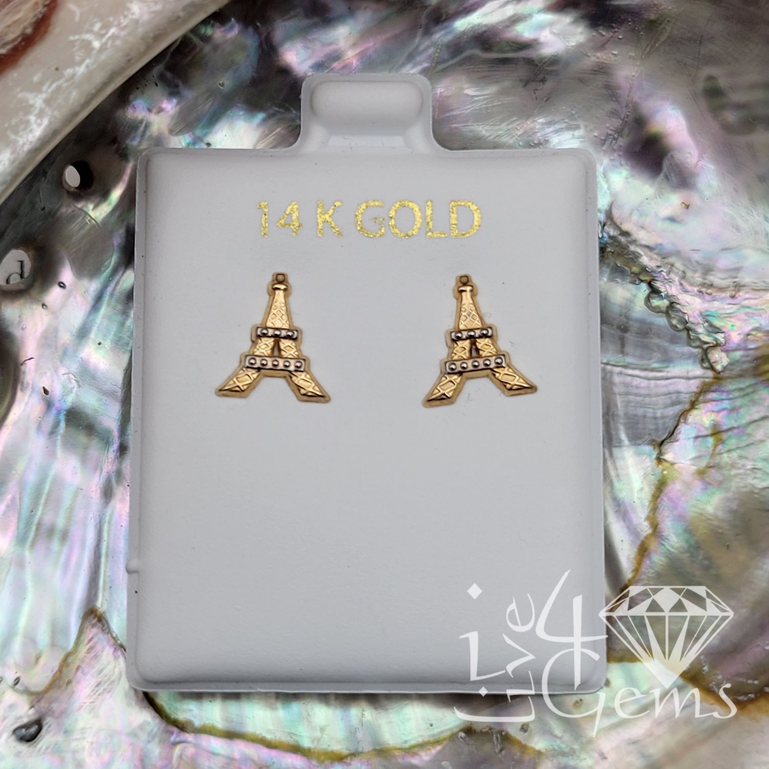 14kt Eiffel Tower Screwback Stud