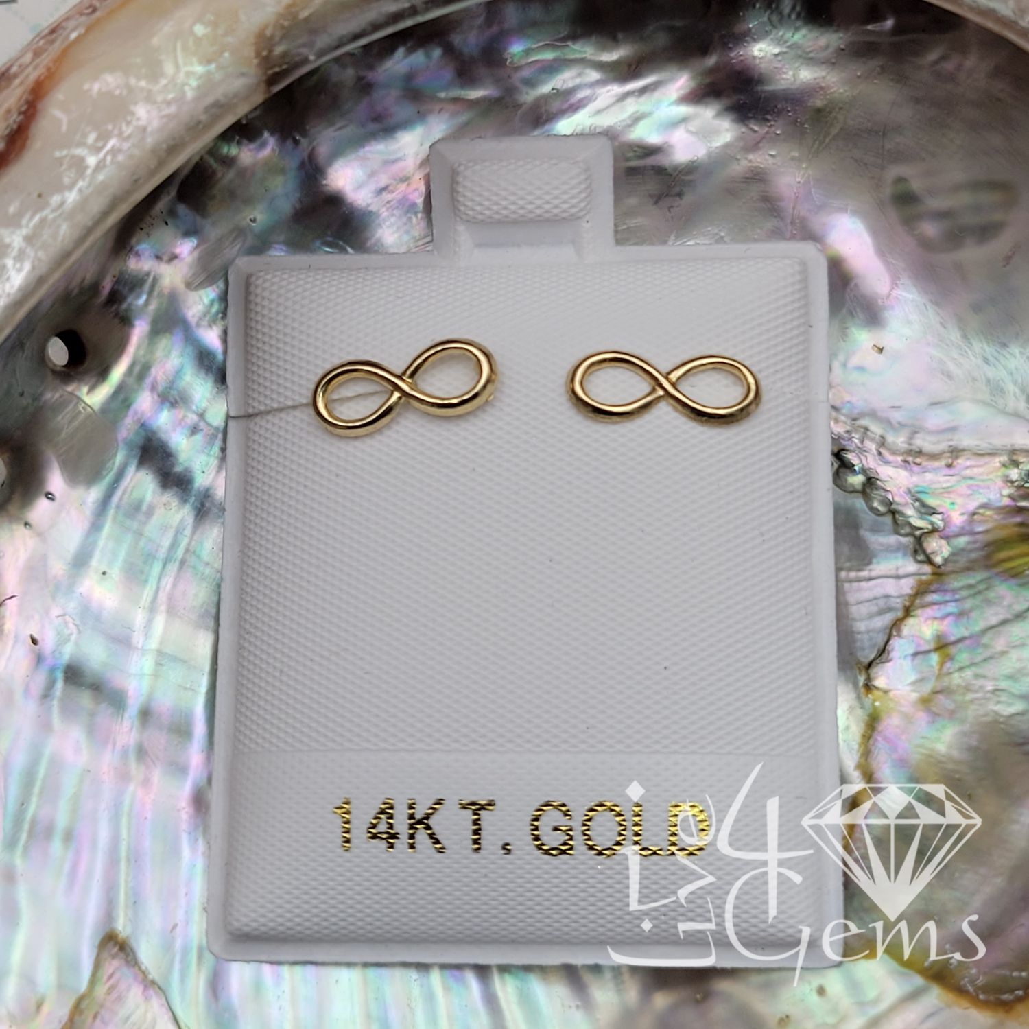 14kt Infinity Screwback Stud