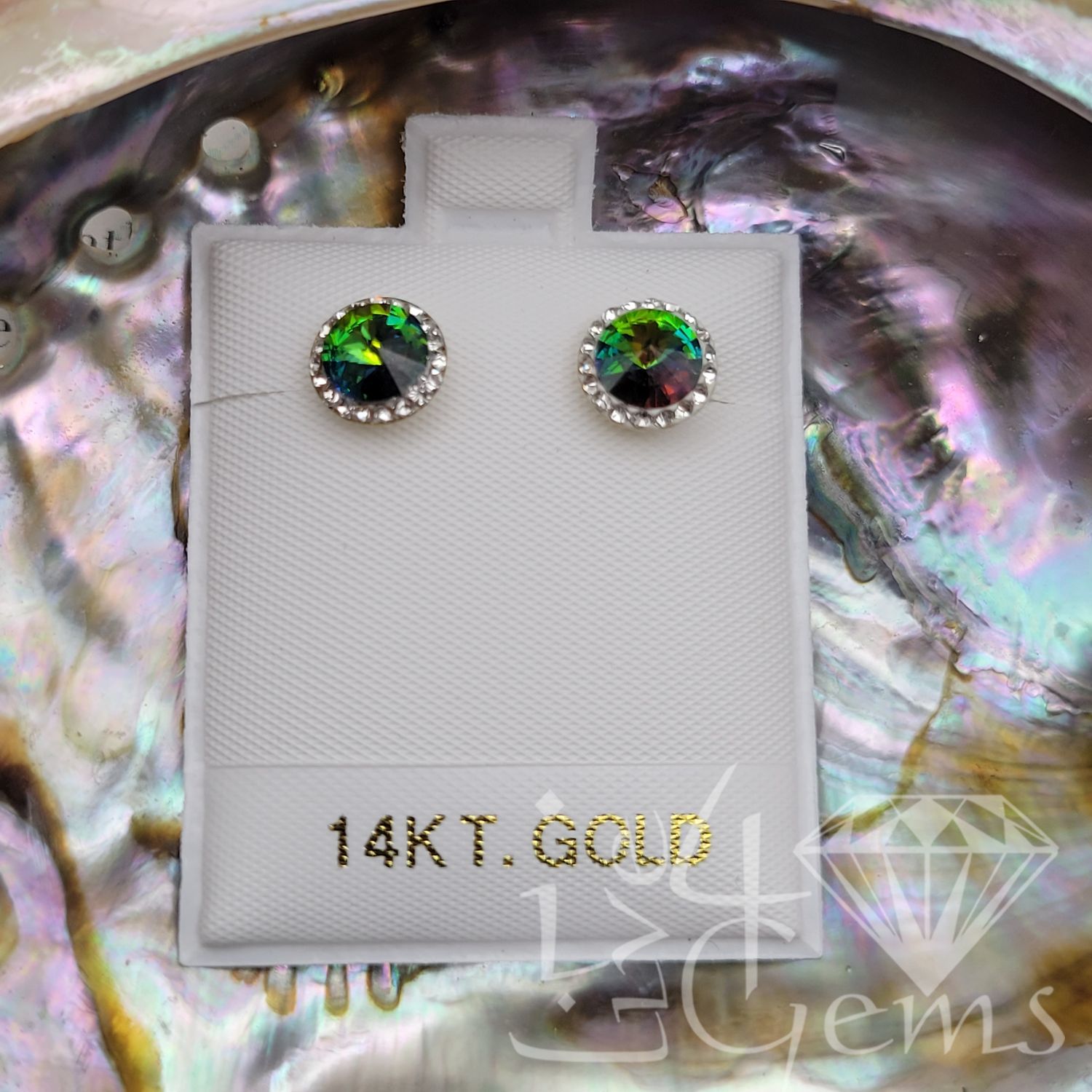 14kt Multicolor Stud Screwback