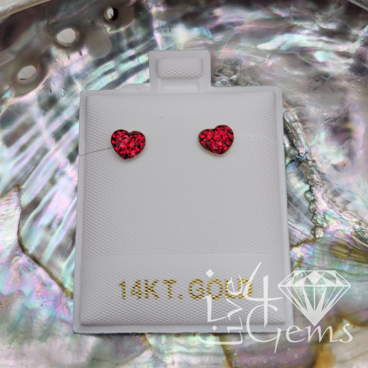 14kt Red Heart Screwback Stud