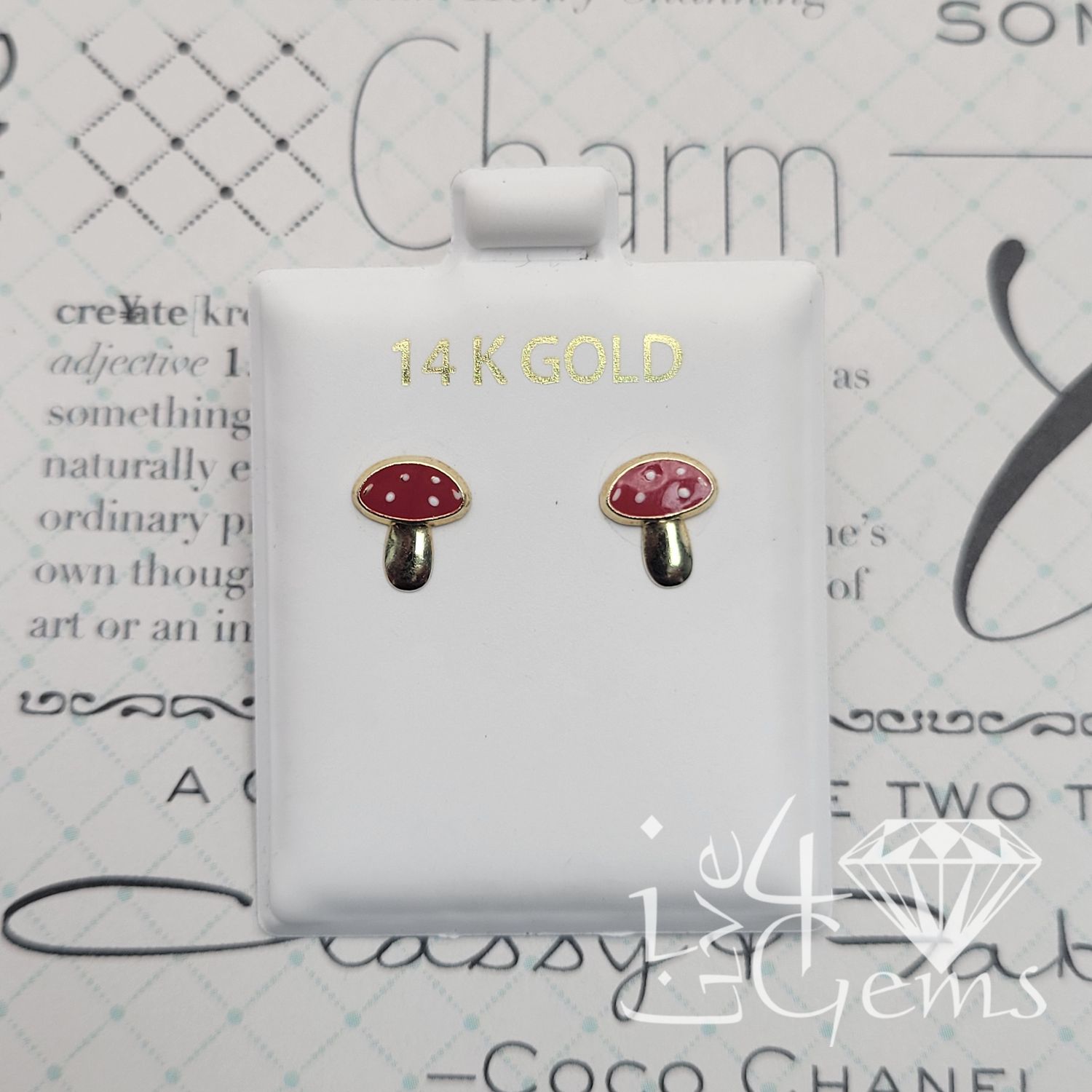 14kt Mushroom Stud