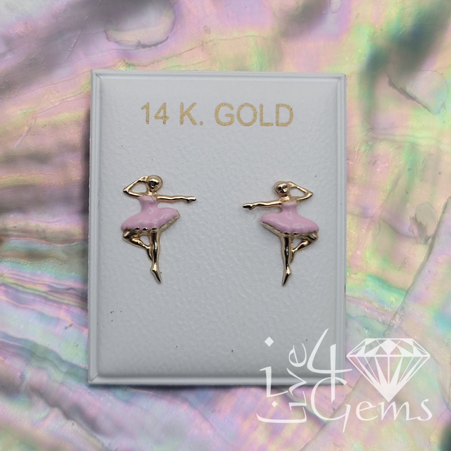 14kt  Ballerina Screwback Stud