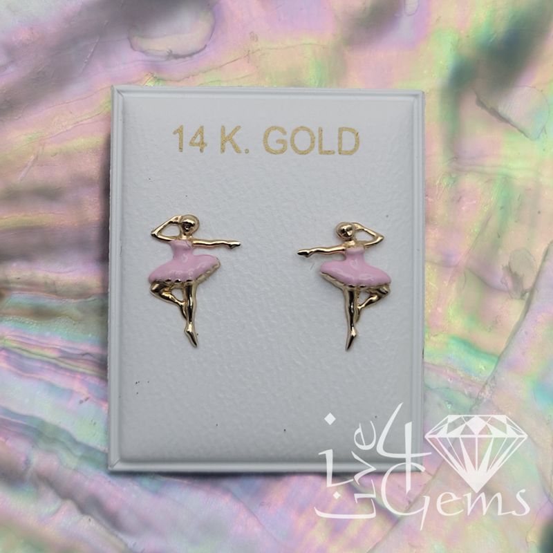 14kt  Ballerina Screwback Stud
