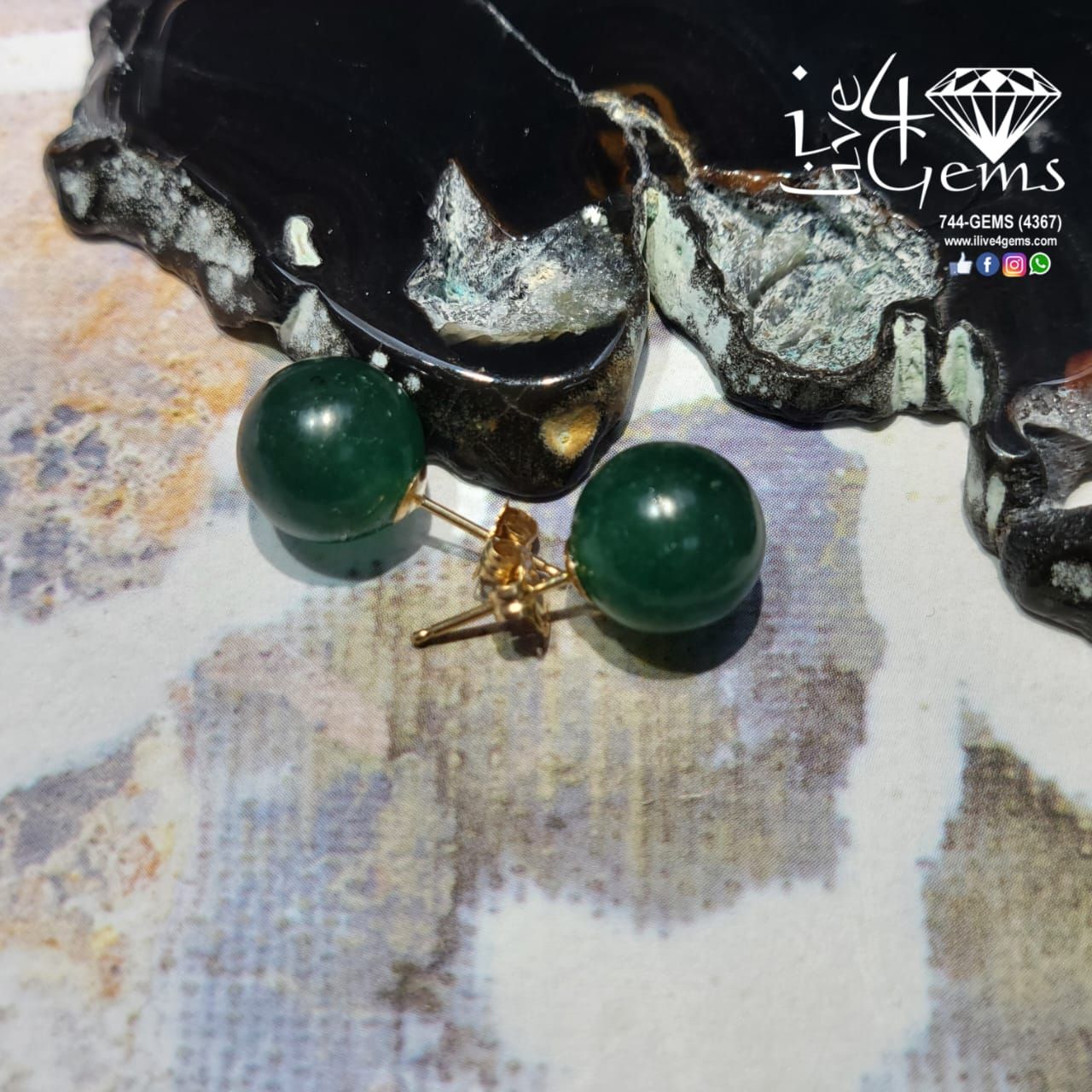 14kt Jade Stud 10mm