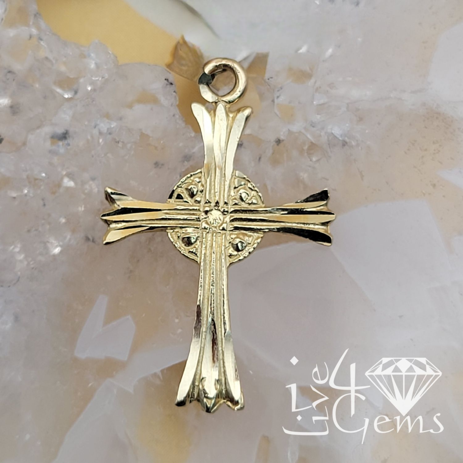 10kty Crucifix w Halo Pendant