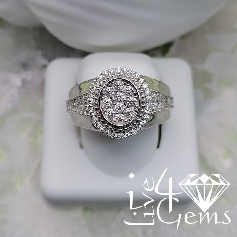 Silver Moissanite 1.00ctw  Oval Men&#39;s Ring