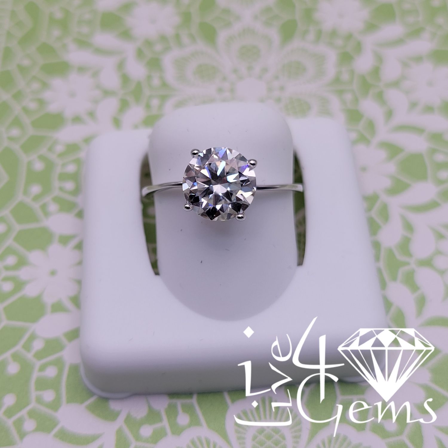 Silver Moissanite 1ct Round Solitaire Ring