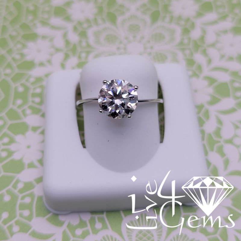 Silver Moissanite 1ct Round Solitaire Ring