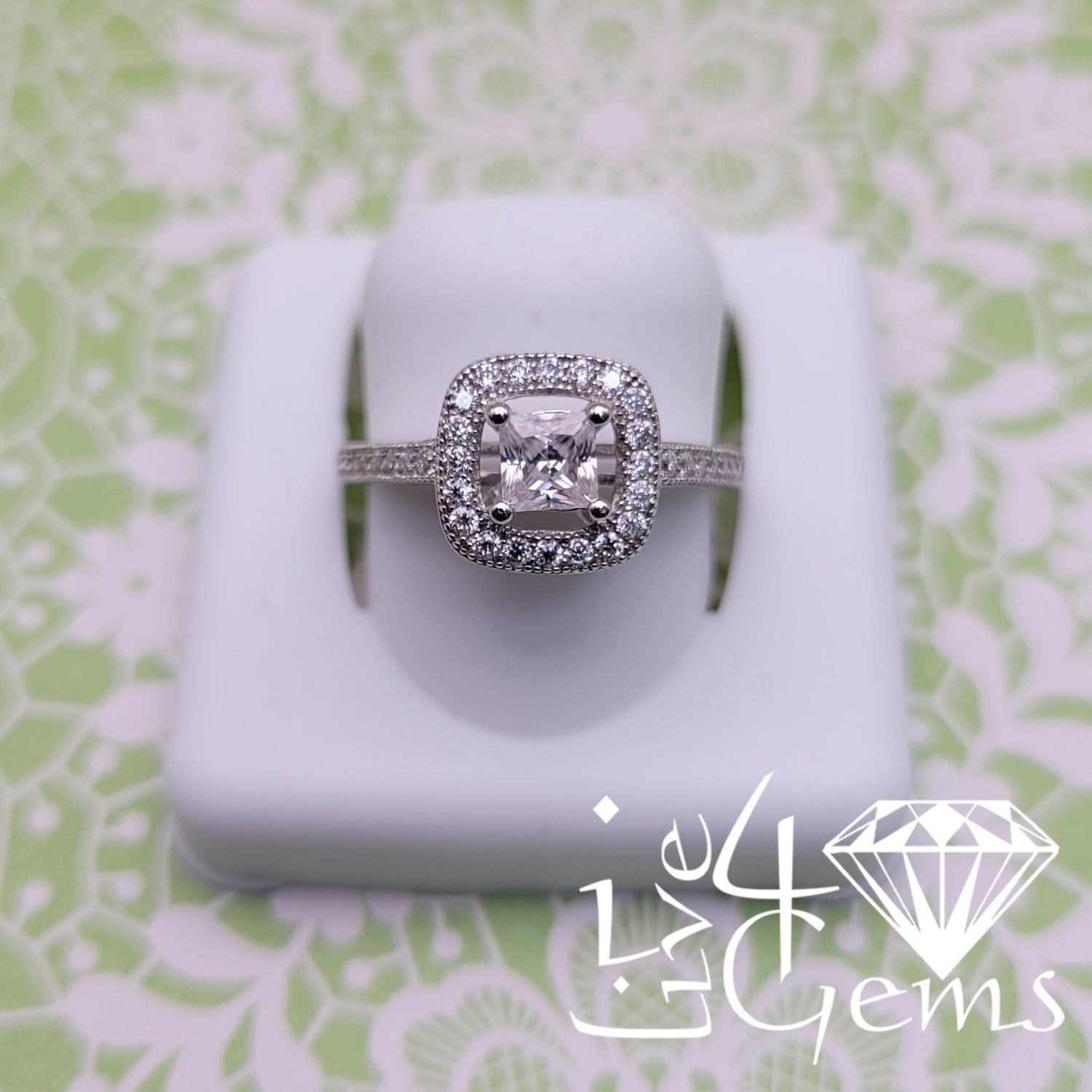 Silver Moissanite 1ctw Princess Cut Floating Ring