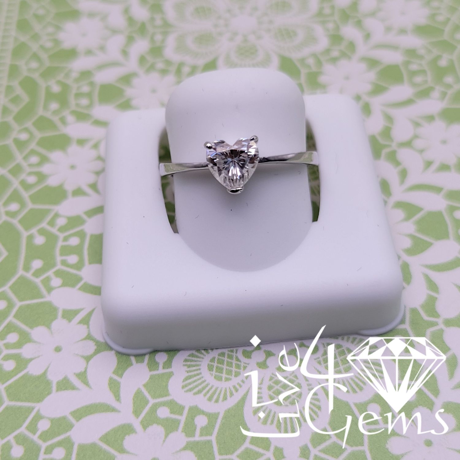 Silver Moissanite Heart Solitaire- 1.5ctw