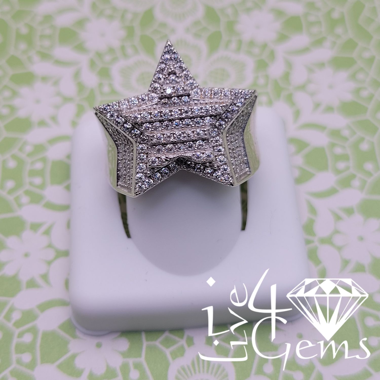 Silver Moissanite Star Ring- 2ctw