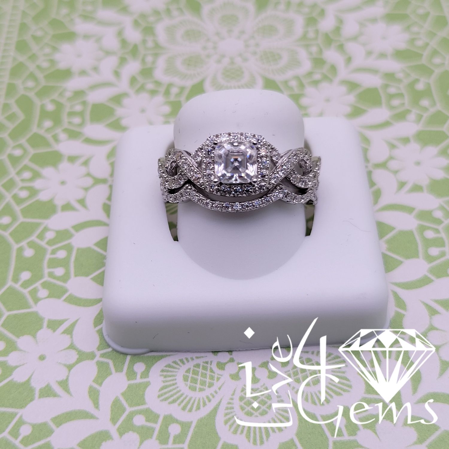 Silver Moissanite Princess Cut 1.6ct VS D colour