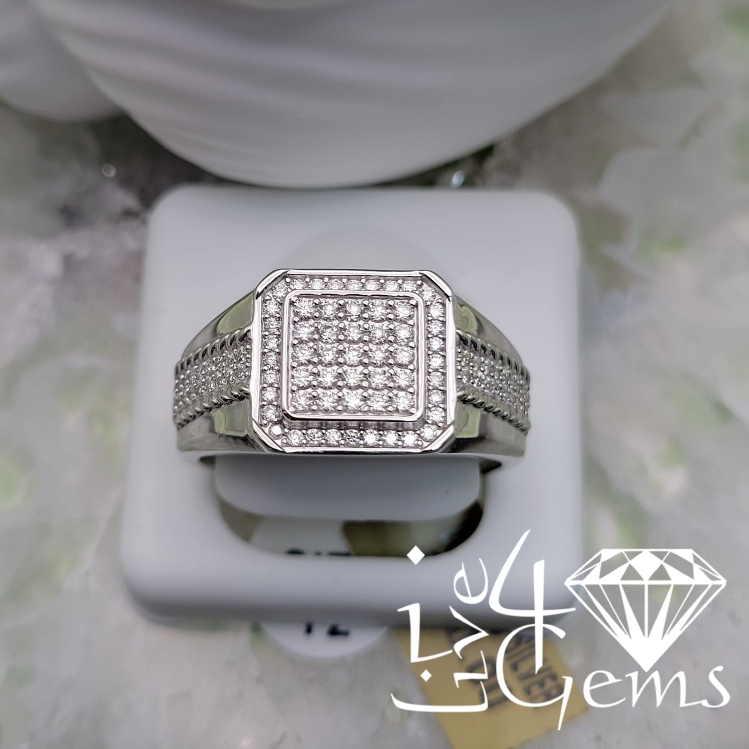 Silver Moissanite 1.00ctw Square Men&#39;s Ring S12