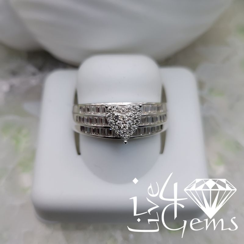 Silver Moissanite 1.50ctw Halo Heart Ring