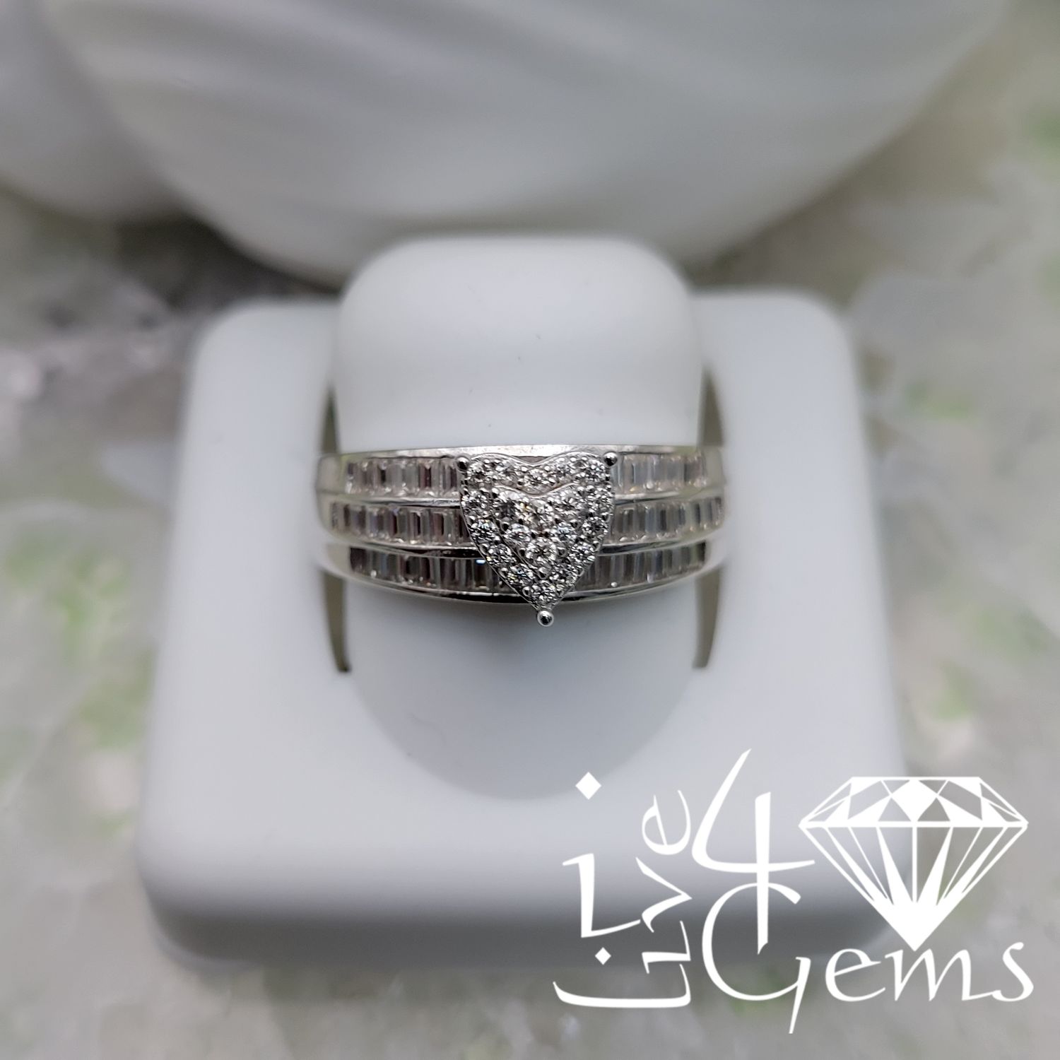 Silver Moissanite 1.50ctw Halo Heart Ring
