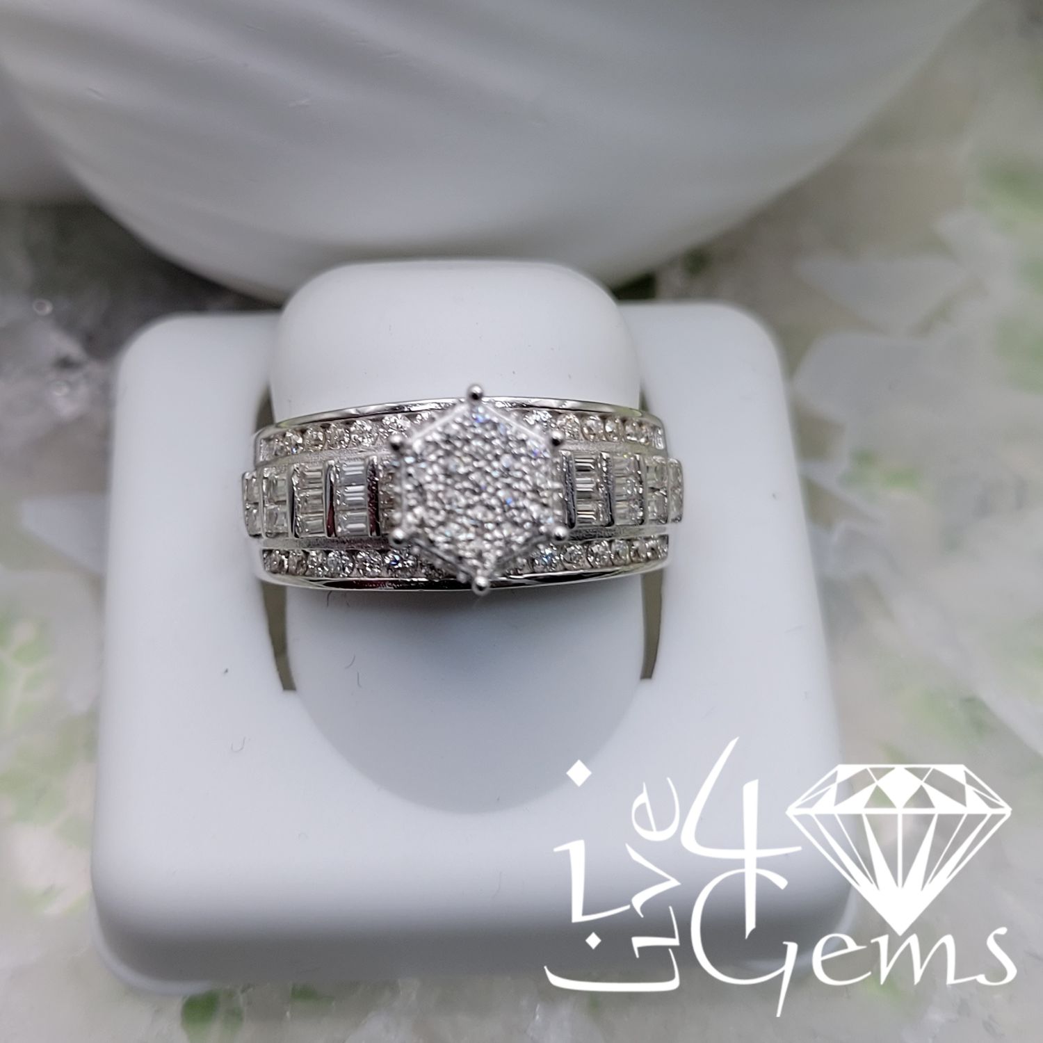 Silver Moissanite 2.00ctw Hexagon Ring S8