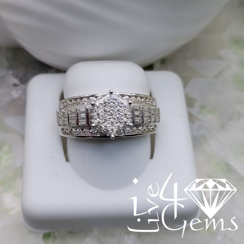 Silver Moissanite 2.00ctw Hexagon Ring S8