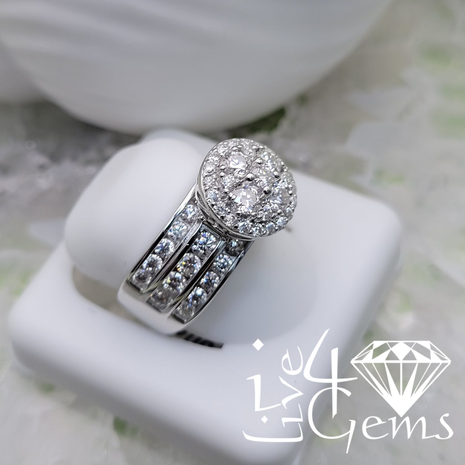 Silver Moissanite 2.00ctw Round Cluster Ring S9
