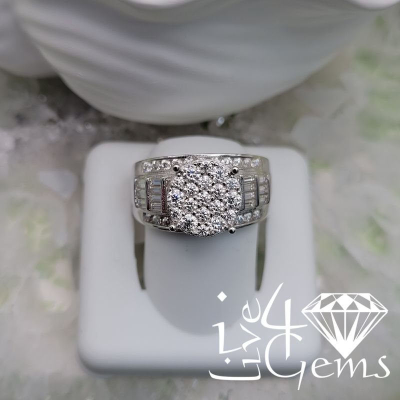 Silver Moissanite 3.00ctw Round Cluster Ring