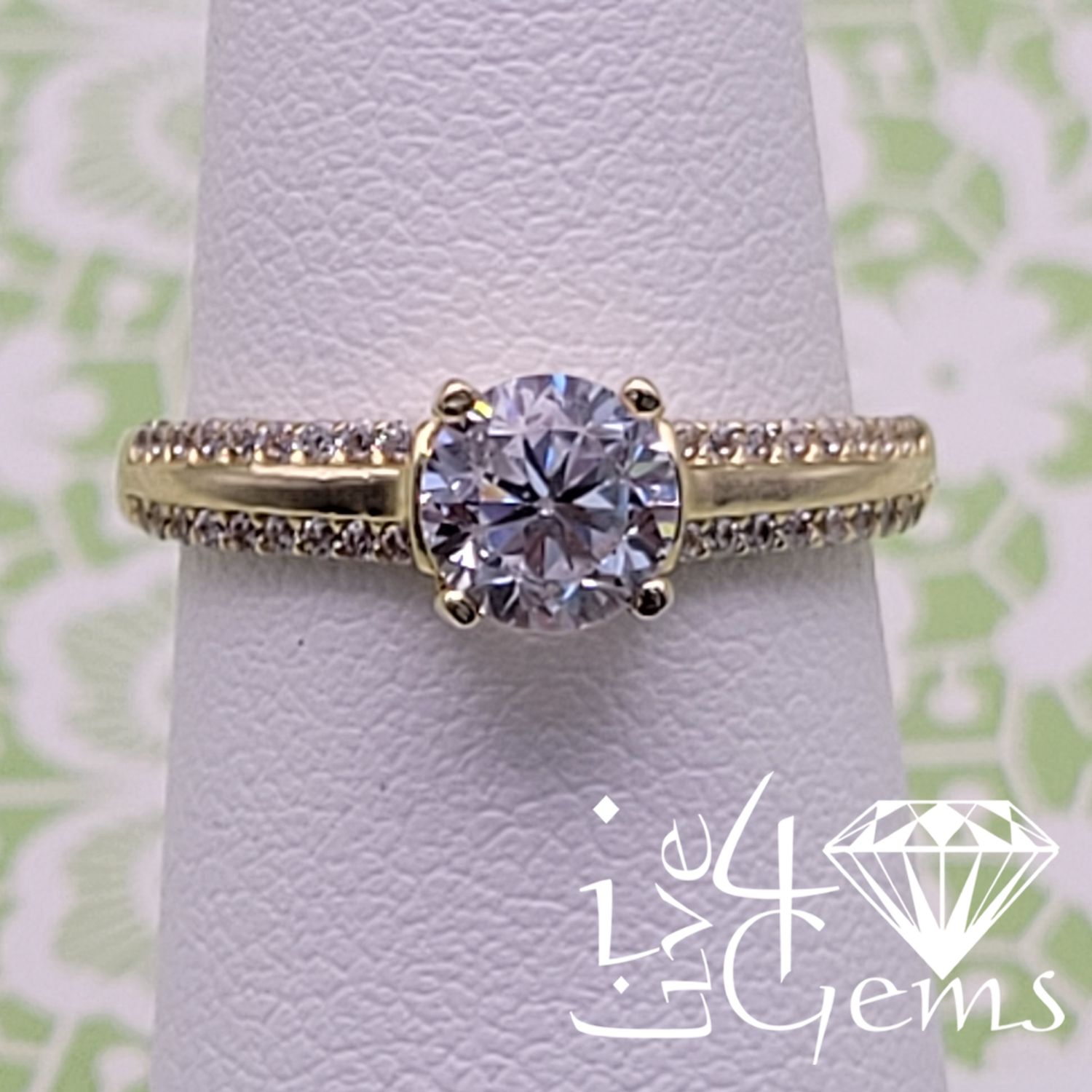 10kty Double Row Cz Solitaire Ring
