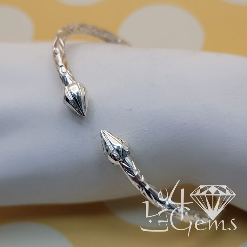 Pair Silver 7.0&quot; Bangle Cocoa Head