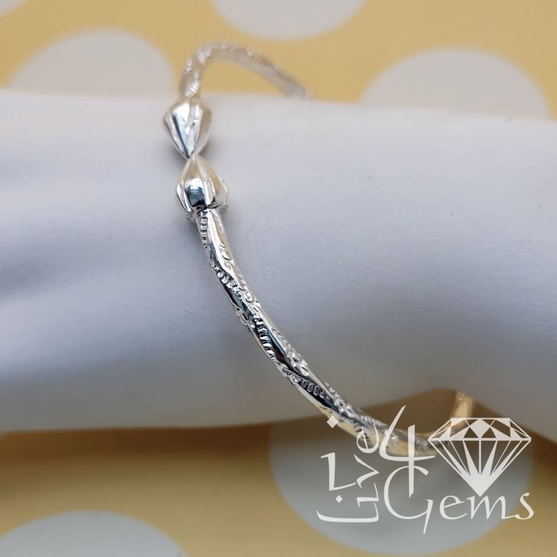 Pair Silver 6.5&quot; Bangle Cocoa Head