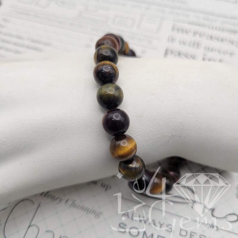 Yellow,Red,Green Tiger&#39;s Eye Bracelet