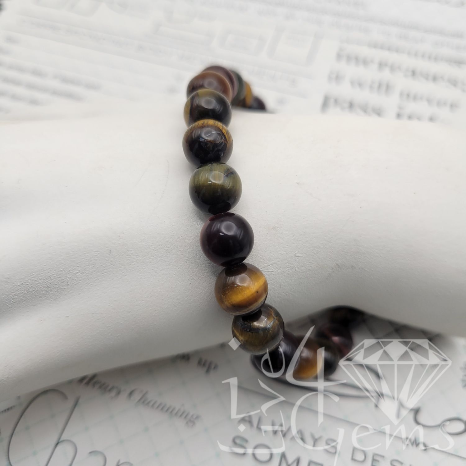 Yellow,Red,Green Tiger&#39;s Eye Bracelet