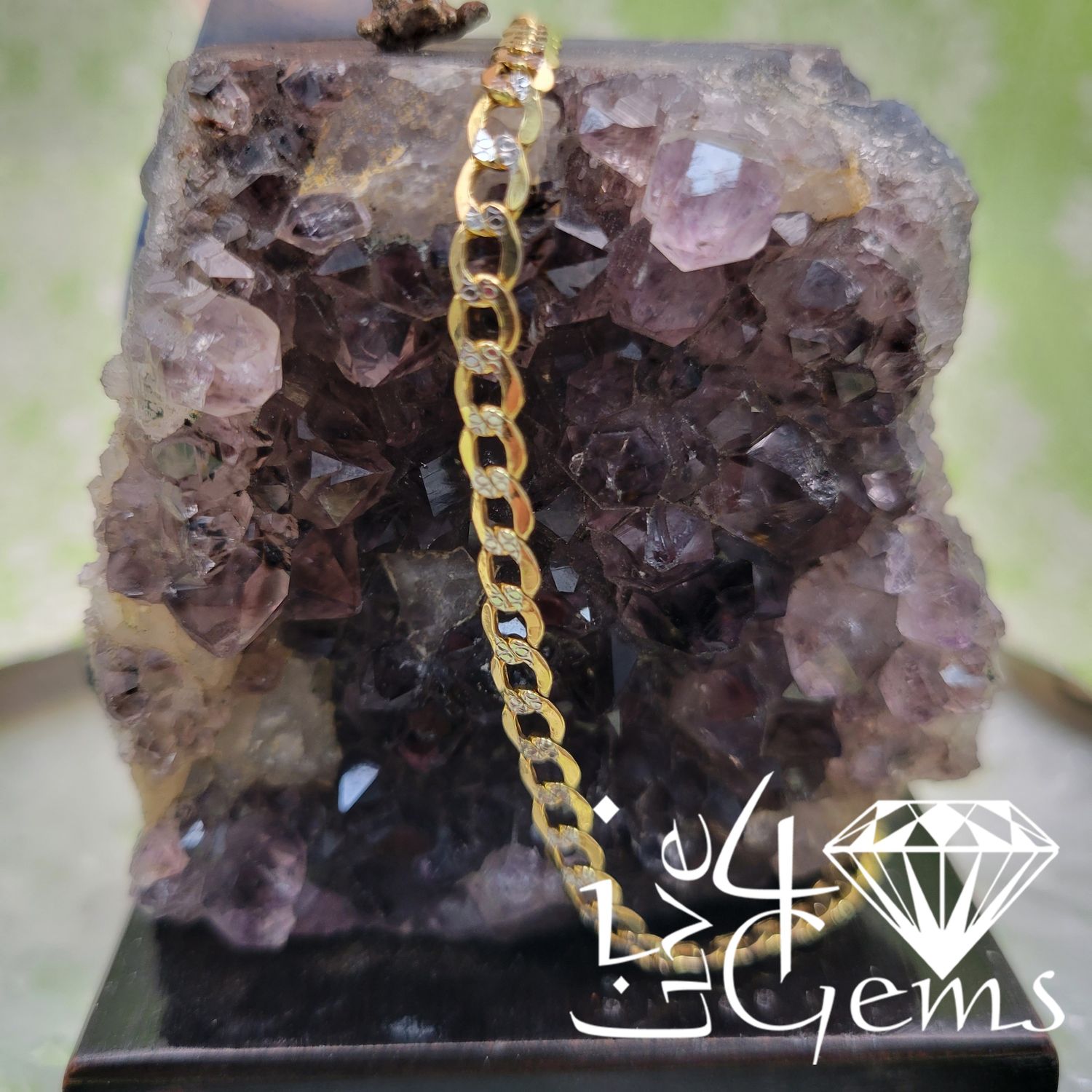 10kty 10&quot; Cuban Link Dia Cut Anklet