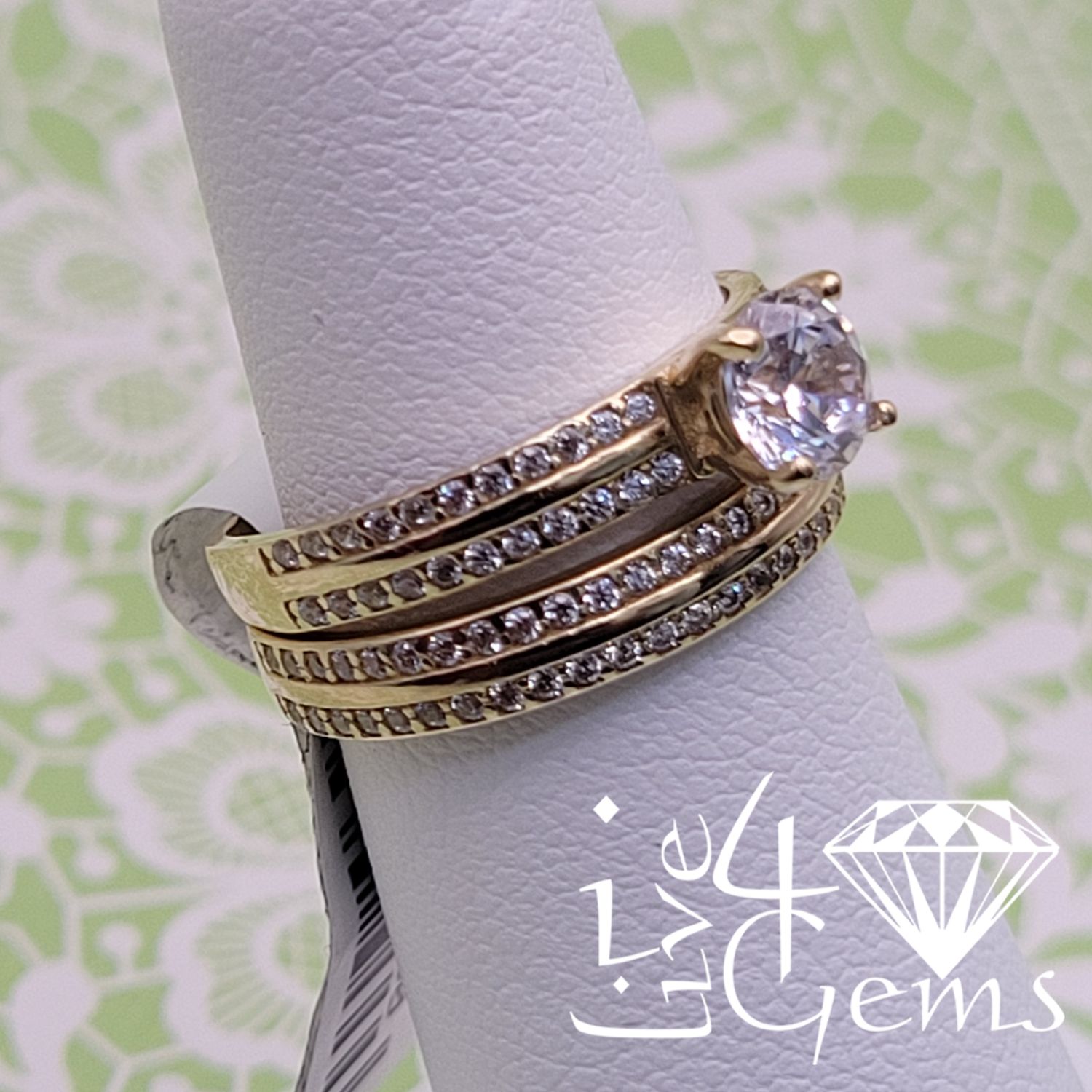 10kty Double Row Cz Bridal Set