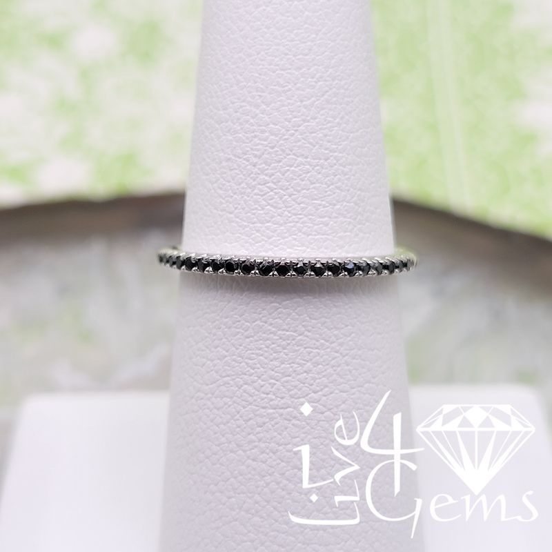 Silver Black CZ Channel Band