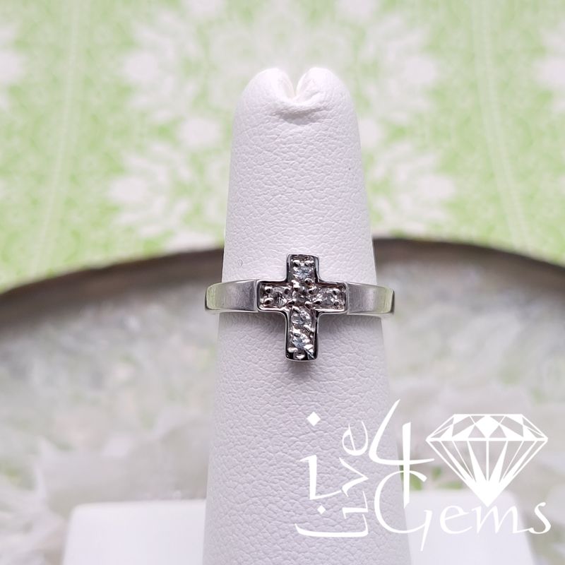 Silver CZ Cross Ring