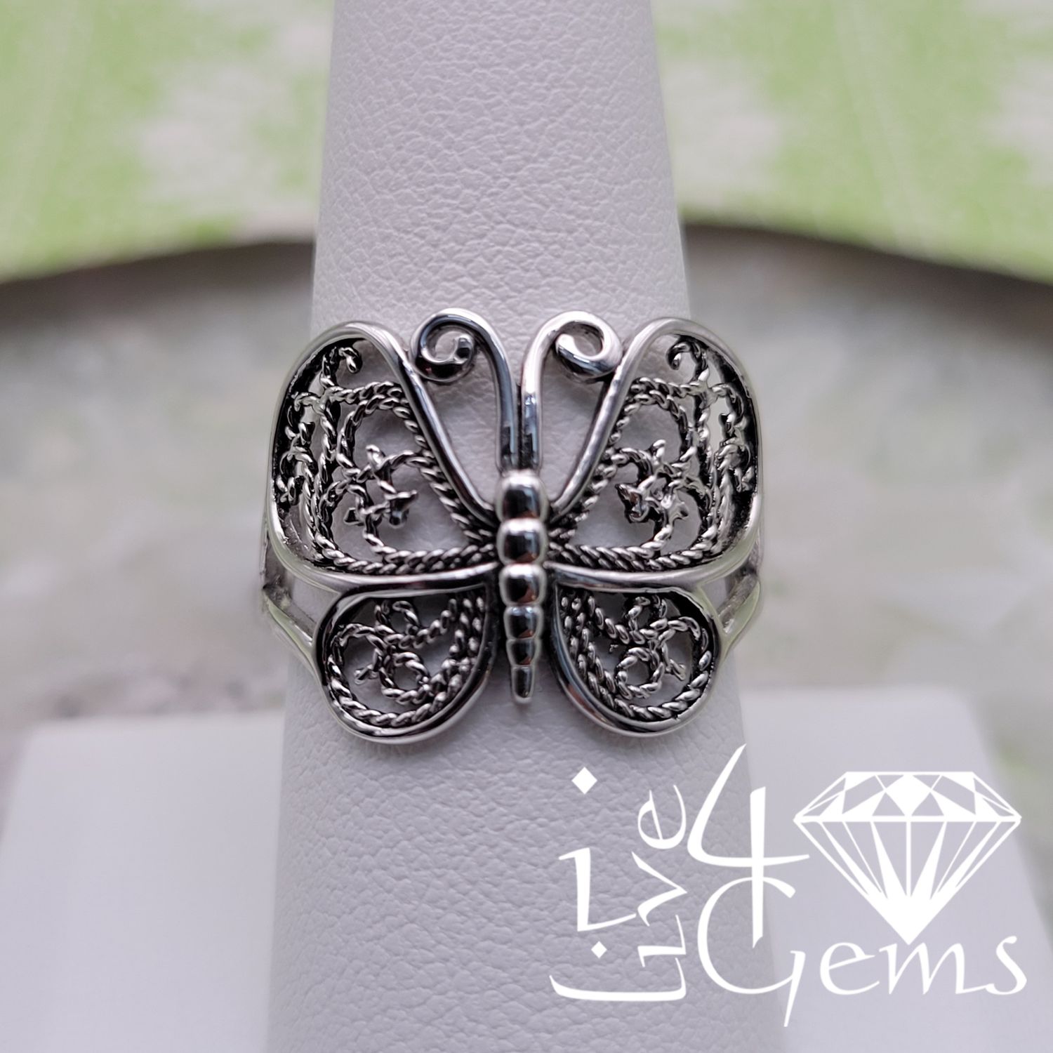 Silver Vintage Butterfly Ring