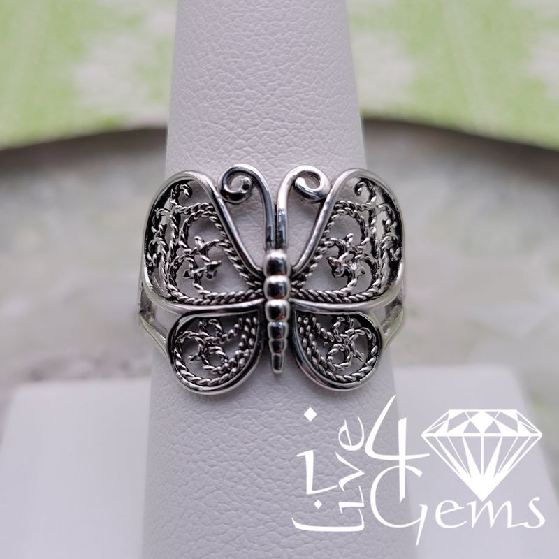 Silver Vintage Butterfly Ring