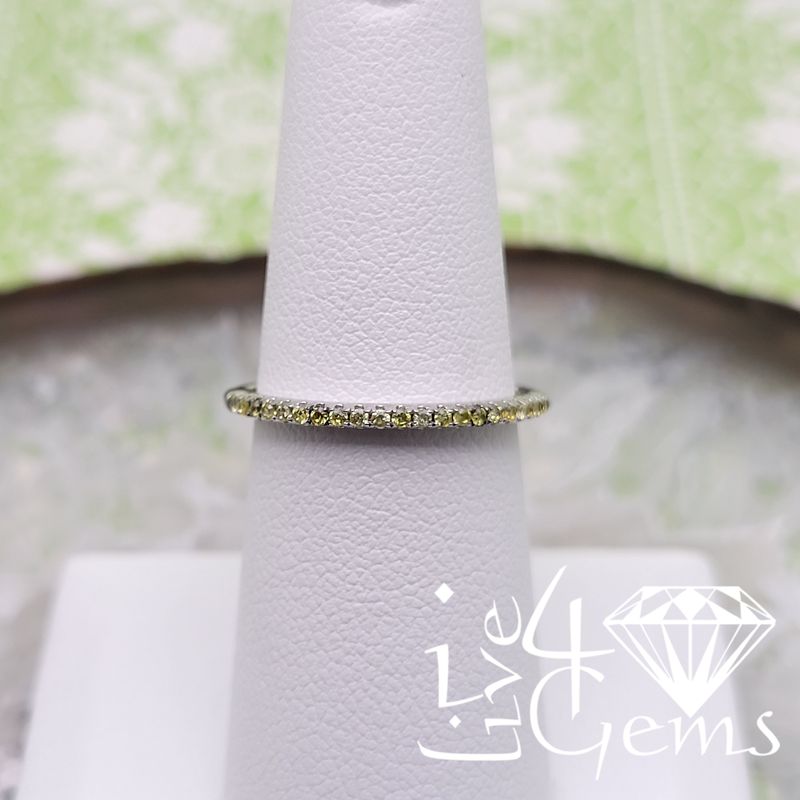 Silver Light Green CZ Channel Band