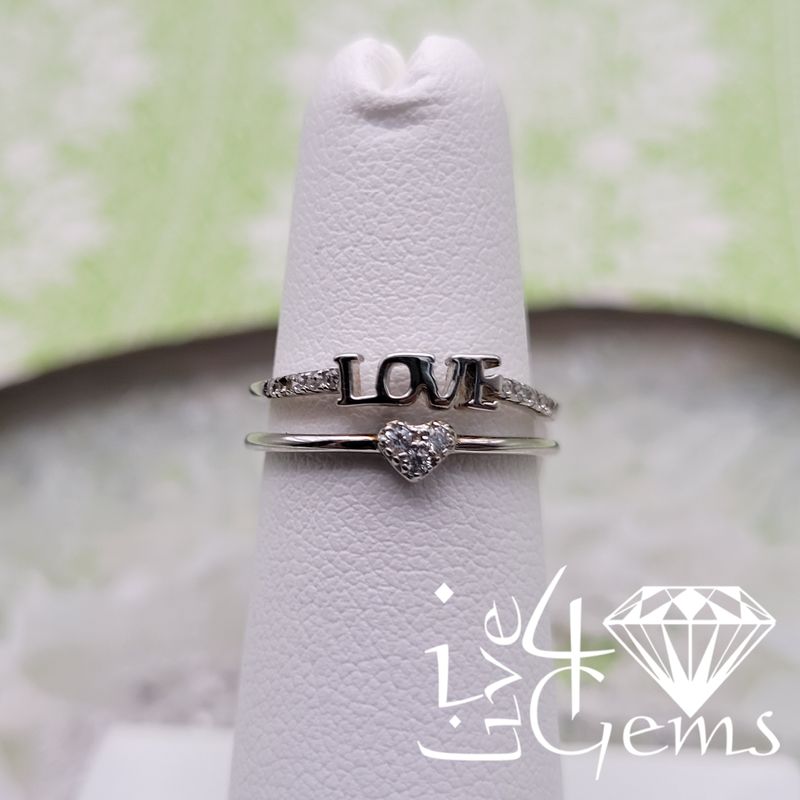 Silver Love Cz Heart Adjustable Ring