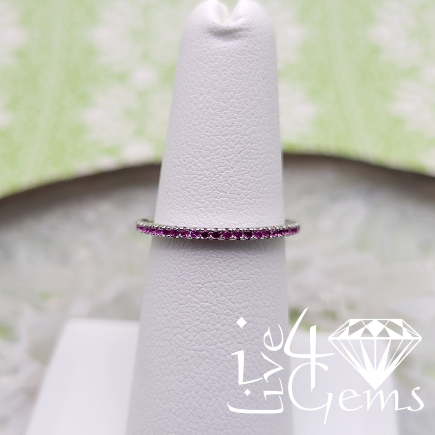 Silver CZ Pink Eternity Ring