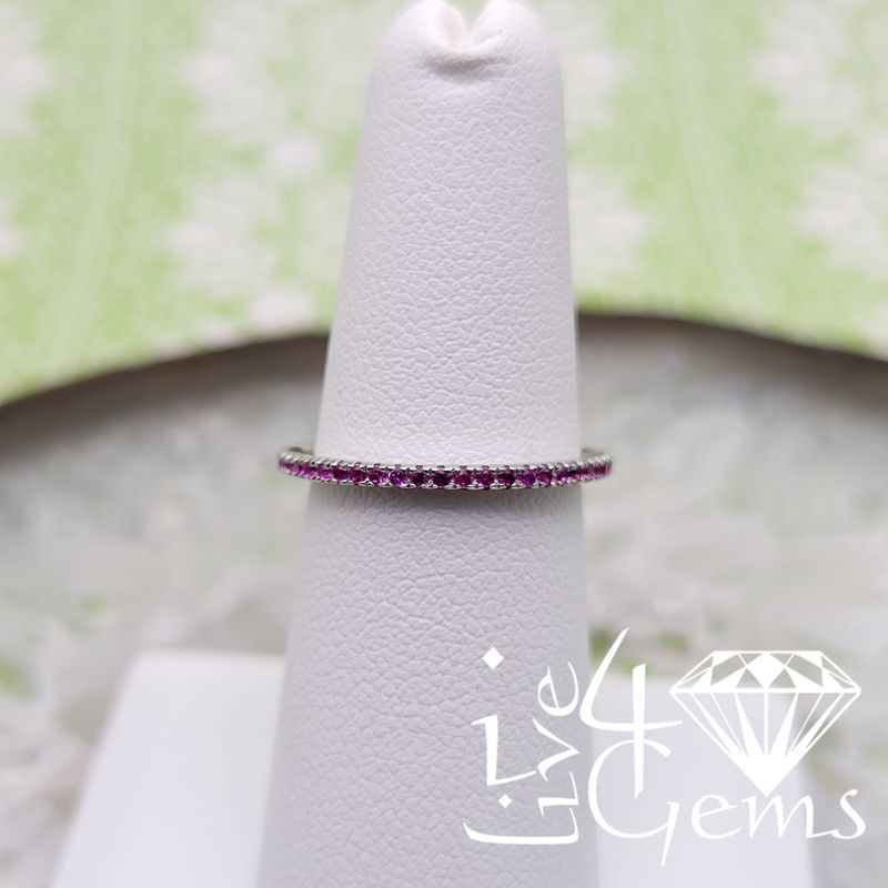Silver CZ Pink Eternity Ring