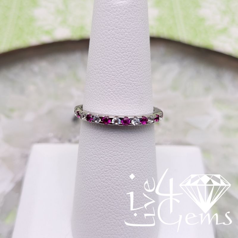 Silver Pink/White CZ Ring